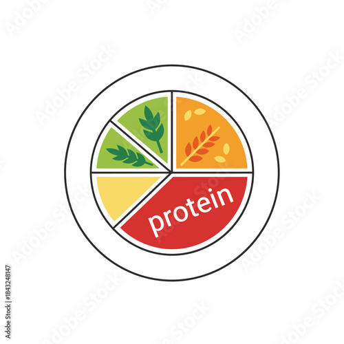 Healthy Eating Plate Diagram with Protein Section Highlighted.
