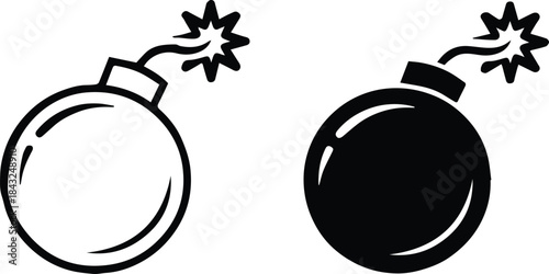 bomb graphic two style icon outline and solid for ui design