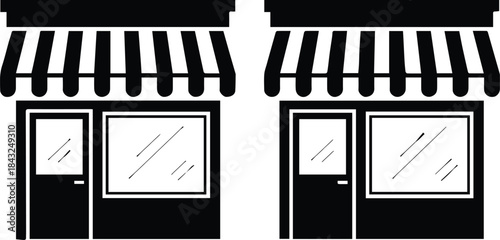storefront simple vector storefront pair with awning and window