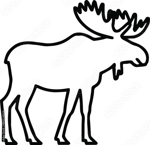 moose silhouette line art wildlife illustration for crafts