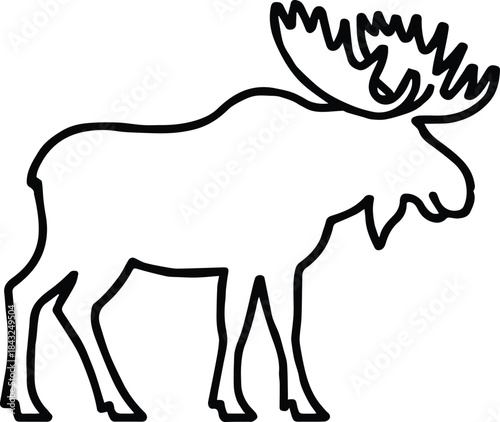 moose head antlers line drawing wildlife emblem logo template