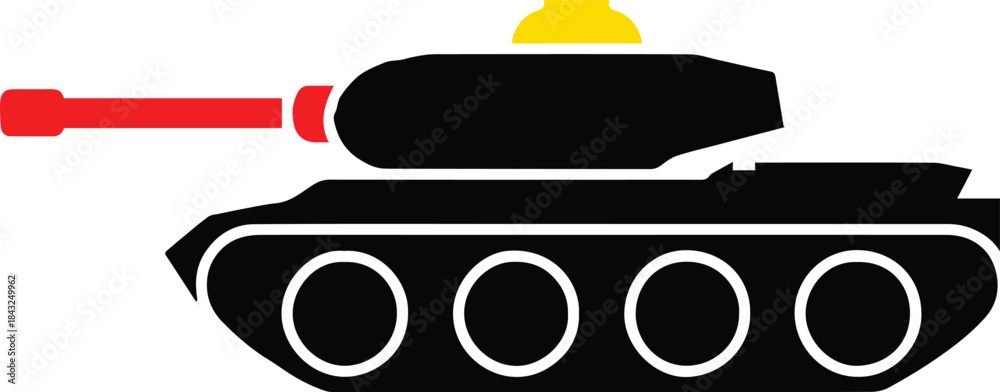 Fototapeta premium tank silhouette vector logo icon for army and strategy design