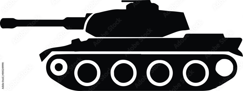 Fototapeta premium tank silhouette icon military vehicle symbol vector illustration