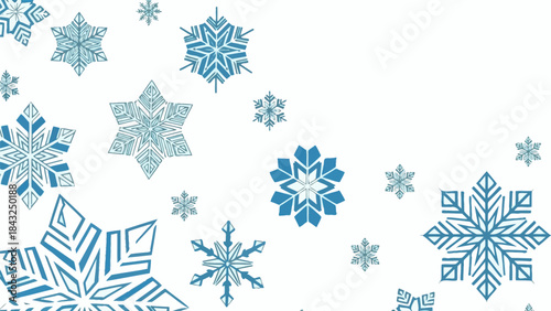 Winter's Embrace: A delicate arrangement of ornate snowflakes cascade across a serene backdrop, evoking the tranquility of winter and the intricate beauty of each crystalline form.