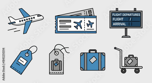 Collection of Travel and Aviation Icons.