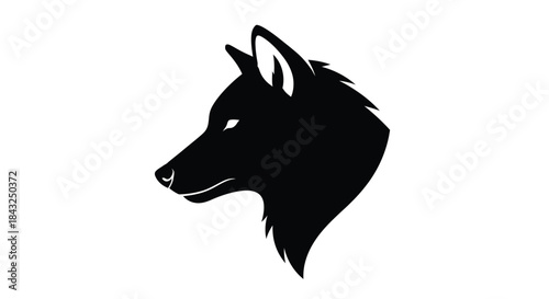 Majestic Black Wolf Head Silhouette Profile Vector Icon on White Background - Strong Canine Animal Symbol