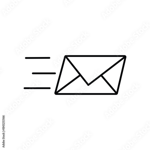 Black outline design of email message icon vector, for ui ux app and website design.
