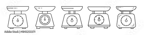 Outline kitchen scales collection for precise weighing in cooking and baking