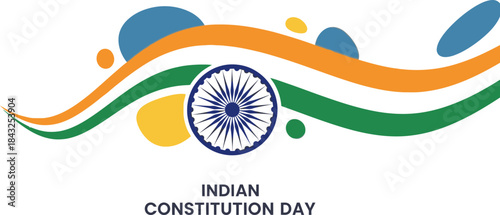 Indian Constitution Day: An elegant and symbolic illustration celebrating Indian Constitution Day, with a fusion of national colors.