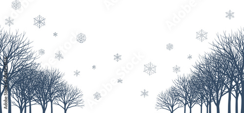 Snowfall Silhouette: An artistic representation of a winter scene, featuring silhouettes of trees and delicate falling snowflakes, perfect for evoking the serene beauty of the season.