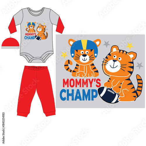 little tiger print  body suit with pant  print  
