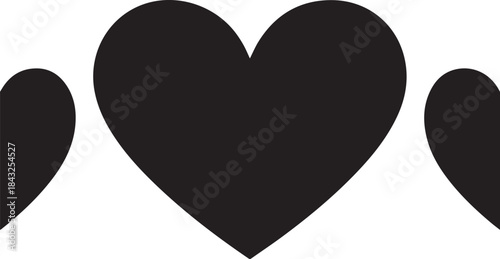 Simple black heart symbol with two partial hearts on either side