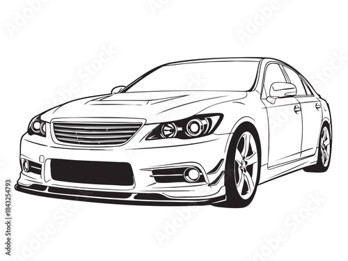 black car sedan isolated on white