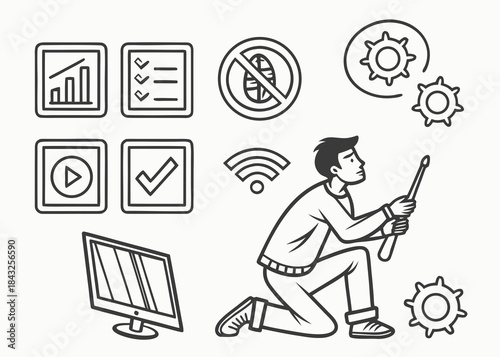  Monochrome Outline Internet Browsing   Web Tools  (2) Vector SVG Design