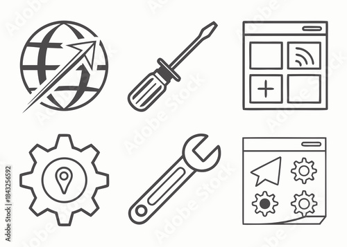  Monochrome Outline Internet Browsing   Web Tools  (1) Vector SVG Design
