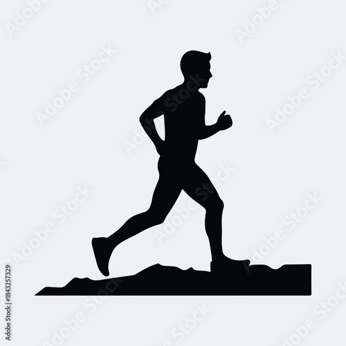 Silhouette male runner jogging actively performing exercise activity vector illustration
