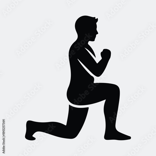 Silhouette man doing lunge exercise fitness workout training vector illustration