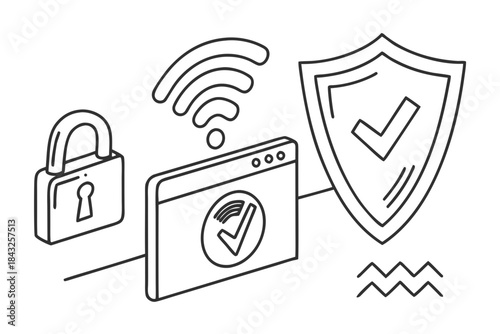 Minimal Outline Online Security Permission Icon Se (3) Vector SVG Design