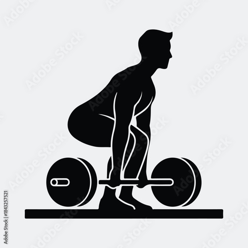Silhouette strong man performing deadlift exercise workout in fitness gym vector illustration