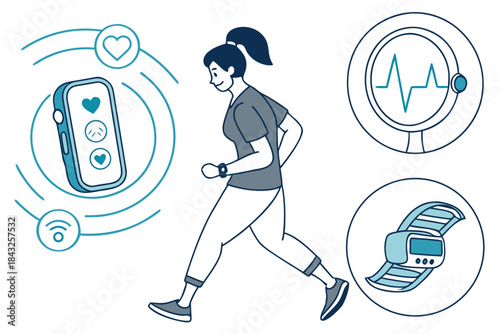 Modern Health Monitoring Wearable Icon Set  White  (1) Vector SVG Design