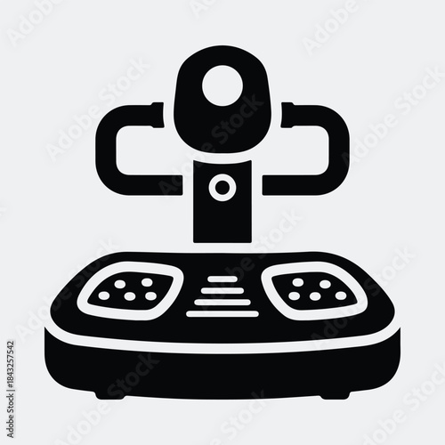 Silhouette whole body vibration platform fitness exercise machine vector illustration