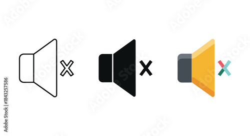 Mute speaker icons in different styles
