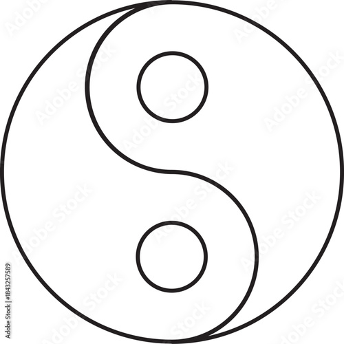 Gradient abstract modern graphic element. Template of a Minimal Yin-Yang outline illustrator eps vector logo custom design for business, flyer, brochure, business card or web site.