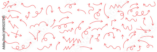 black pen arrow collection on checkered paper sheet. Hand drawn crayon various arrows, curved, wavy and straight lines. Direction pointers for notes, doodle and school design,Line marker brush arrow