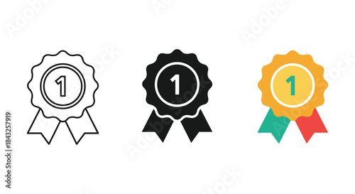 Set of three different style winner badge icon