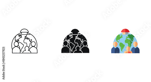 Global unity represented through diverse people icons