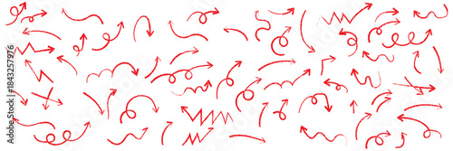 Set of hand drawn arrow vector icons. Simple lines hand drawn black arrows in various style. Set of simple of hand drawn black arrows. Black hand-drawn arrow signs or symbols. Black hand drawn arrow