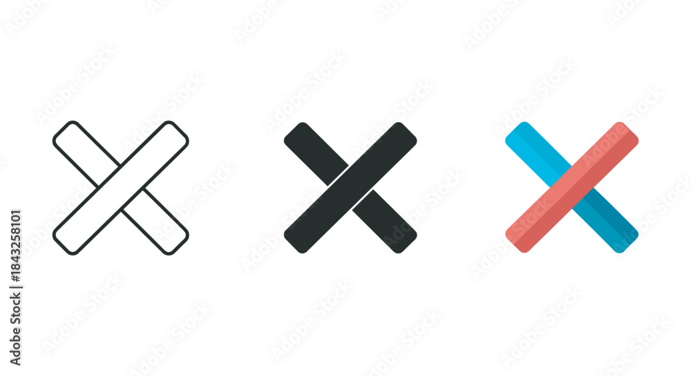 Obraz premium Set of three different cross symbols in various styles