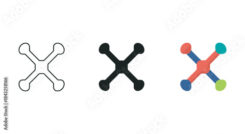 Simple molecule icon set in various styles