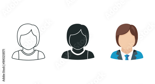Three different user avatars in simple style