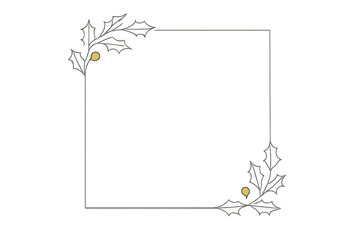Abstract plant leaf border with two yellow elements, botanical frame background graphic design element
