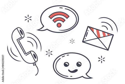 Minimal Communication   Messaging Icon Set  Smooth Vector SVG Design