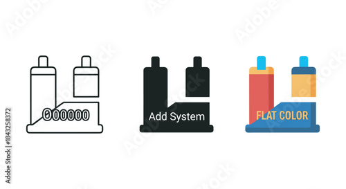 Vape cartridge icon set in different styles