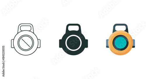 Kettlebell icon set with different colors and designs