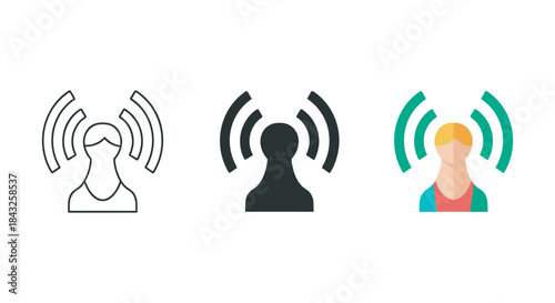 Wireless signal icons representing human figures