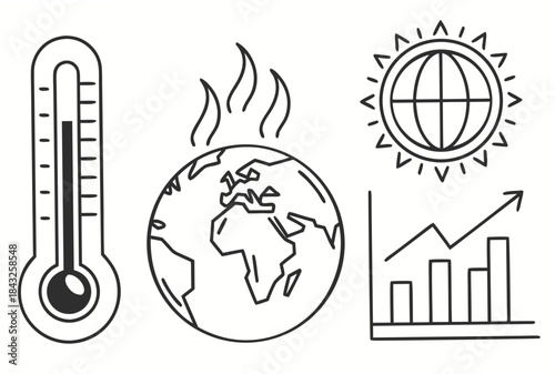 Crisp Outline Global Warming Temperature Indicator (1) Vector SVG Design