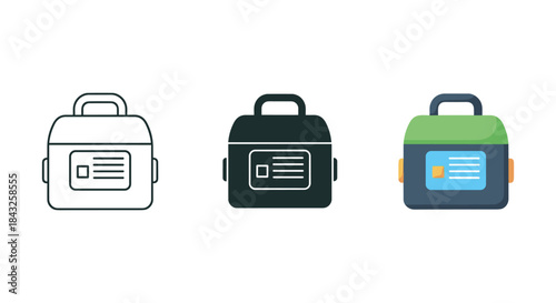 Different styles of lunch box vector illustration