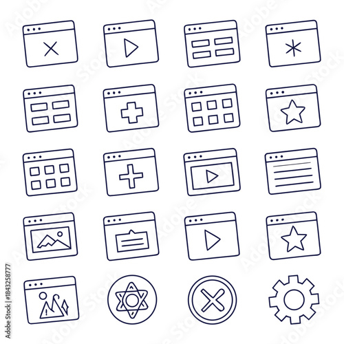 Website Ui Ux Icon Set  White Background  Minimal  (1) Vector SVG Design