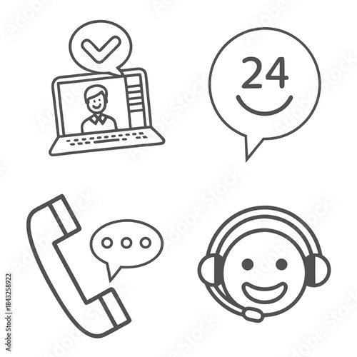 Customer Support Icon Set  White Background  Minim (1) Vector SVG Design
