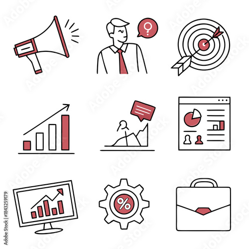 Business Management Icon Set  White Background  Mi (1) Vector SVG Design