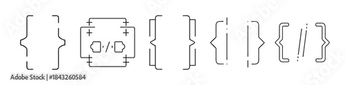 Various types of brackets, braces, and delimiters used in programming