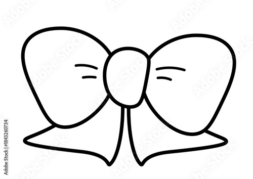 装飾ライン入りのリボン線画イラスト