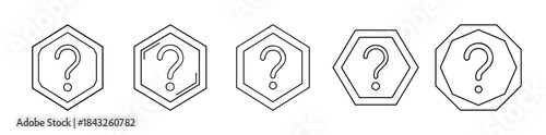 Conceptual question mark icon in various geometric outline shapes