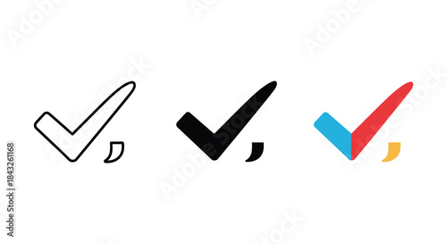 Check mark symbols in different styles and colors