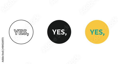 Three colored circles with yes text inside