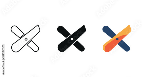 Three different logo designs with x shape